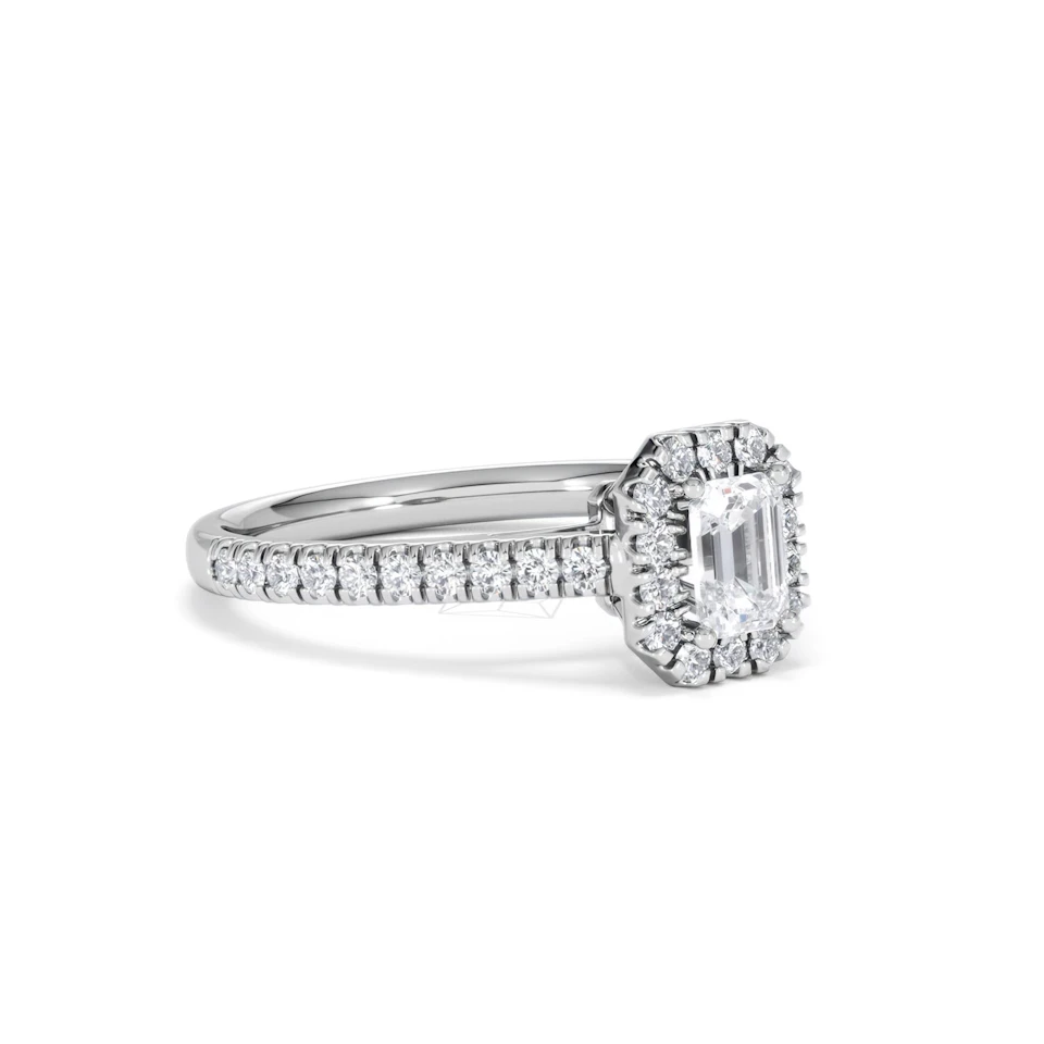 Annabelle Lab Diamond Halo Engagement Ring in Platinum 1ct F/VS1
