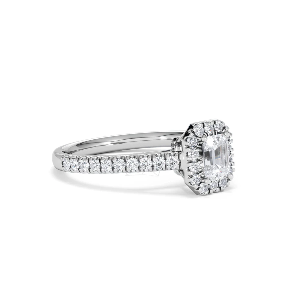 Annabelle Lab Diamond Halo Engagement Ring in Platinum 1ct F/VS1