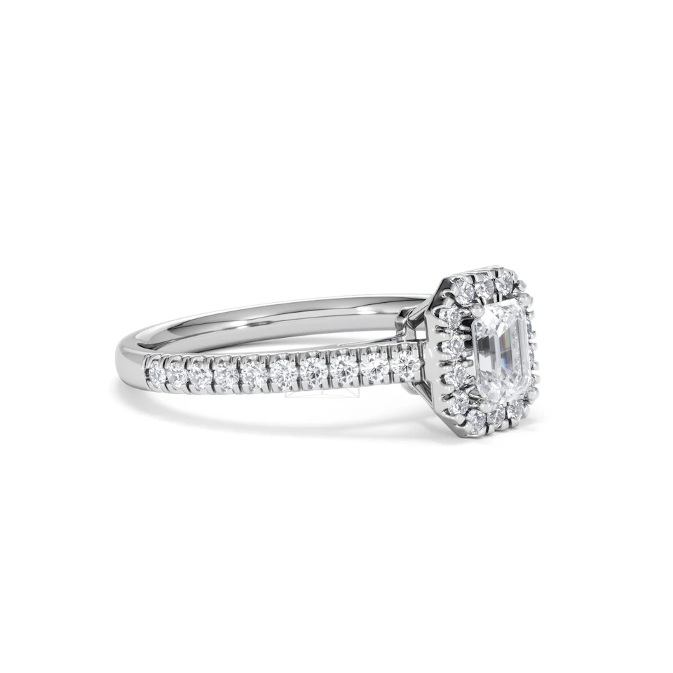 Annabelle Lab Diamond Halo Engagement Ring in Platinum 1ct F/VS1