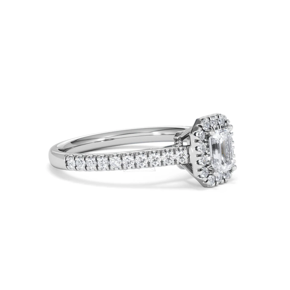 Annabelle Lab Diamond Halo Engagement Ring in Platinum 1ct F/VS1