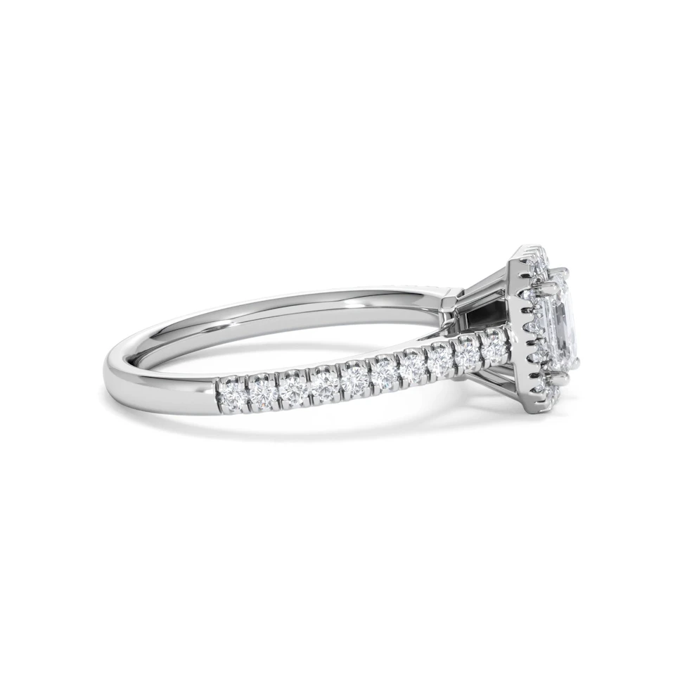 Annabelle Lab Diamond Halo Engagement Ring 18K White Gold 1ct F/VS1