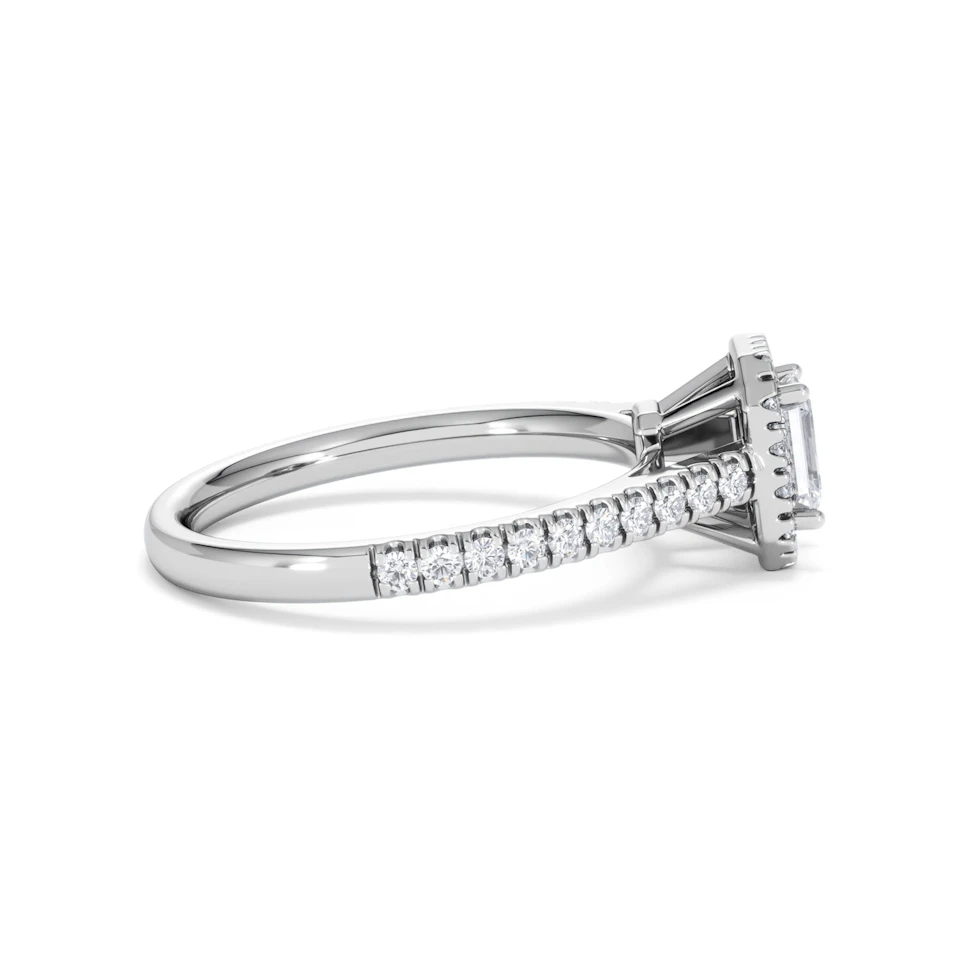 Annabelle Lab Diamond Halo Engagement Ring 18K White Gold 1ct F/VS1