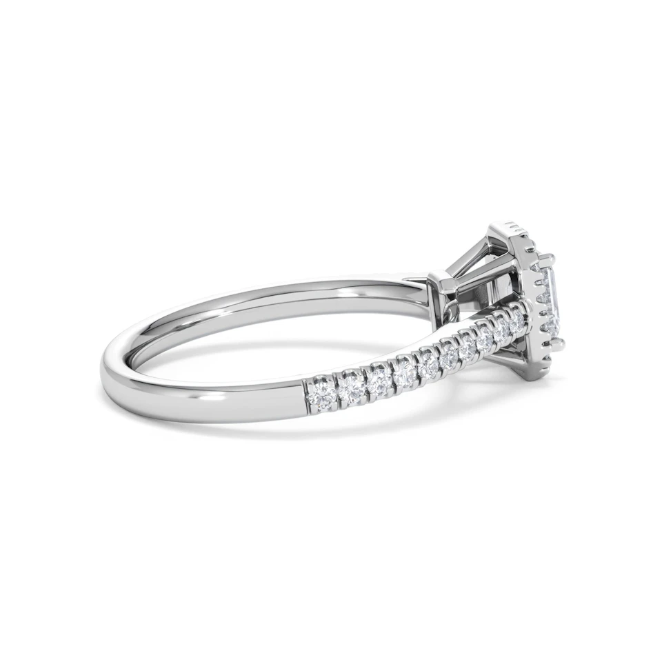 Annabelle Lab Diamond Halo Engagement Ring 18K White Gold 1ct F/VS1