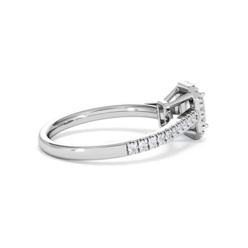 Annabelle Lab Diamond Halo Engagement Ring 18K White Gold 1ct F/VS1