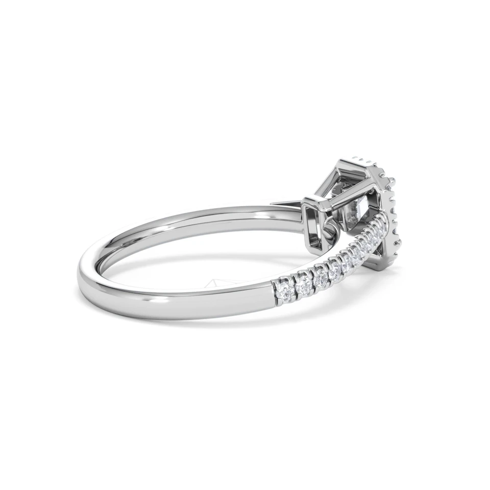 Annabelle Lab Diamond Halo Engagement Ring 18K White Gold 1ct F/VS1