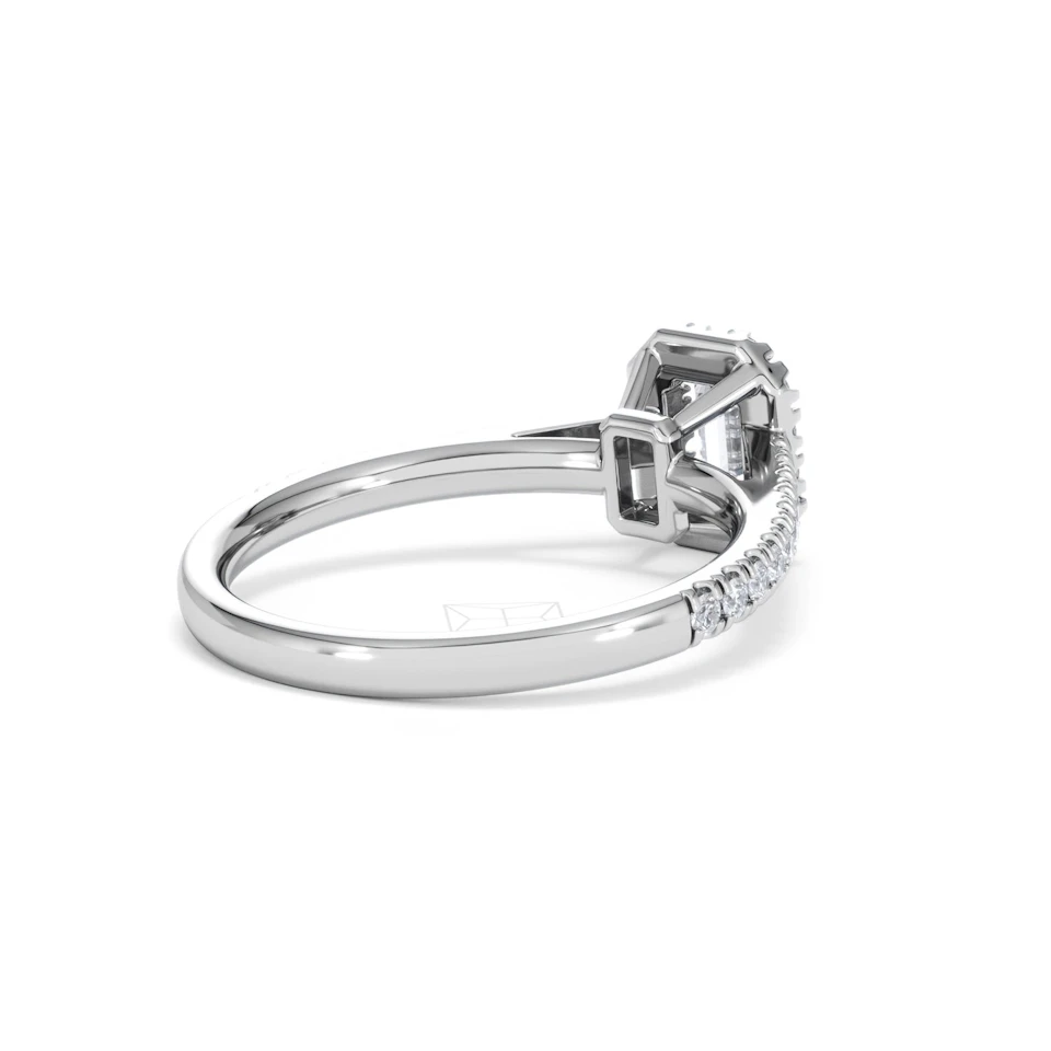 Annabelle Lab Diamond Halo Engagement Ring 18K White Gold 1ct F/VS1