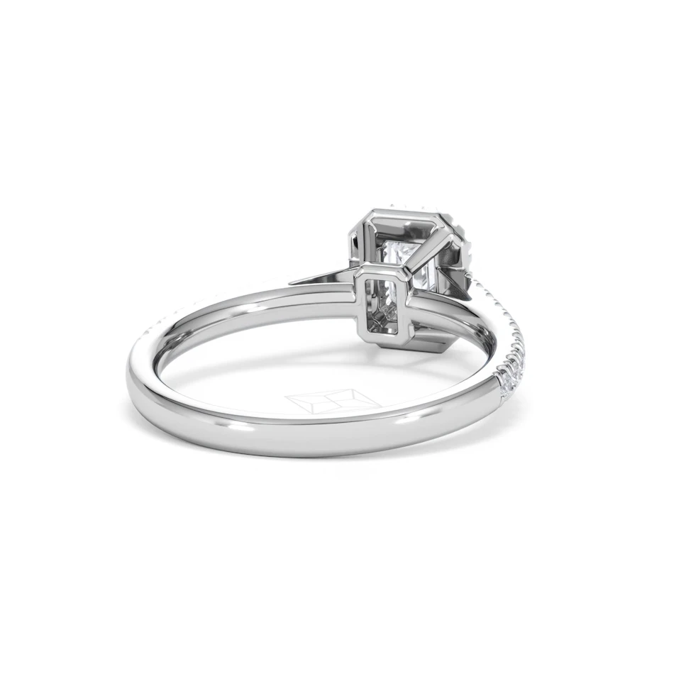Annabelle Lab Diamond Halo Engagement Ring 18K White Gold 1ct F/VS1