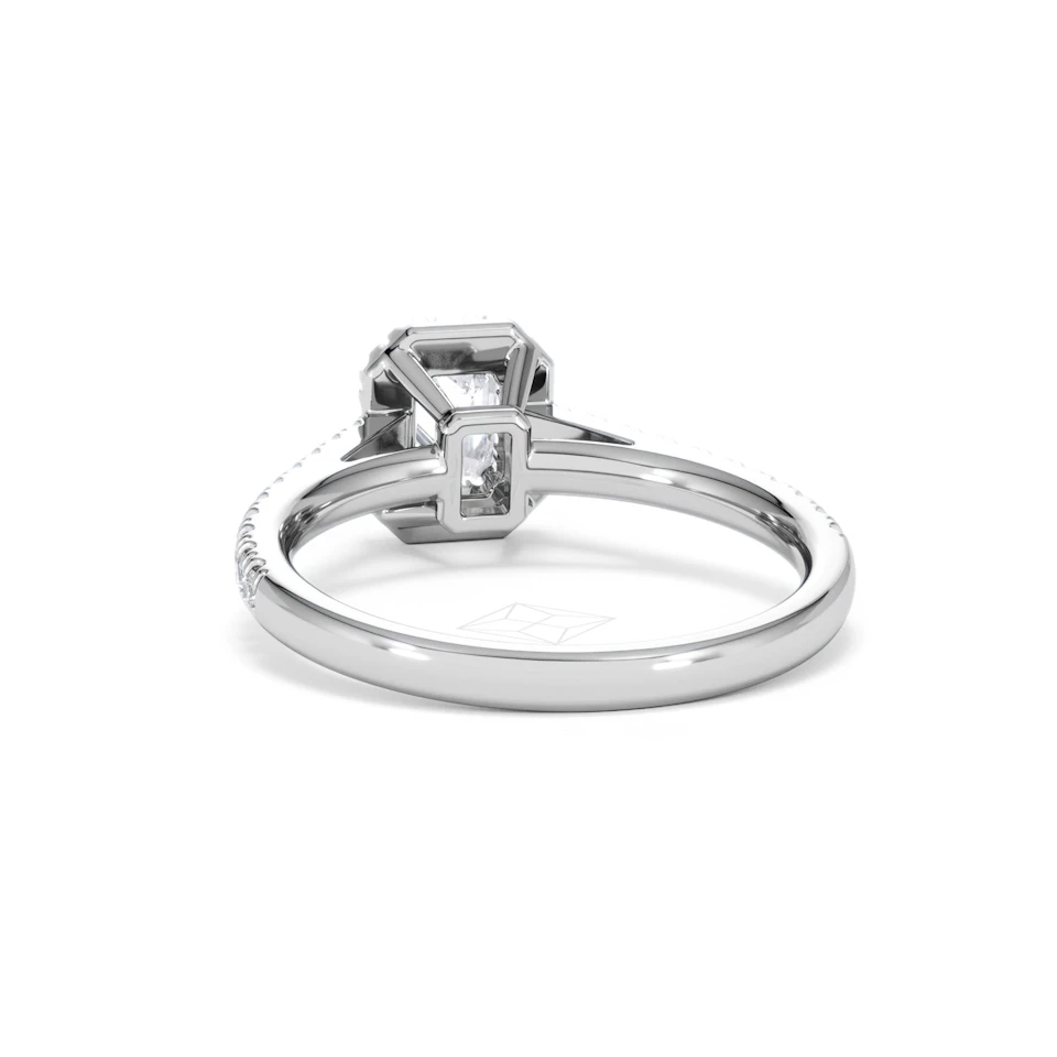 Annabelle Lab Diamond Halo Engagement Ring 18K White Gold 1ct F/VS1