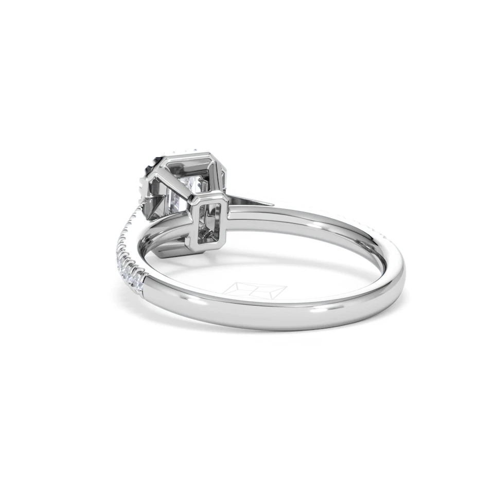 Annabelle Lab Diamond Halo Engagement Ring 18K White Gold 1ct F/VS1