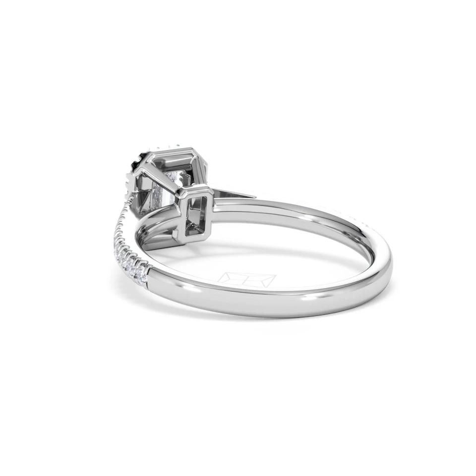 Annabelle Lab Diamond Halo Engagement Ring 18K White Gold 1ct F/VS1