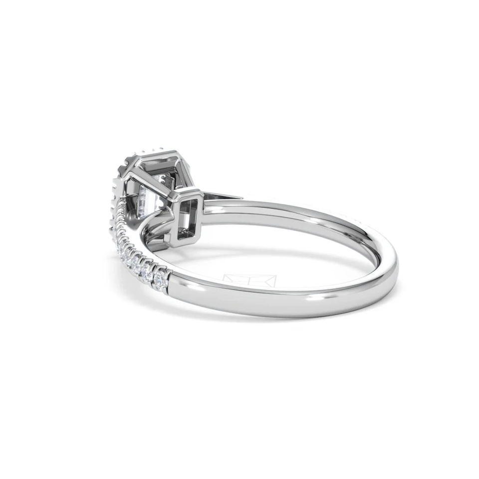 Annabelle Lab Diamond Halo Engagement Ring 18K White Gold 1ct F/VS1