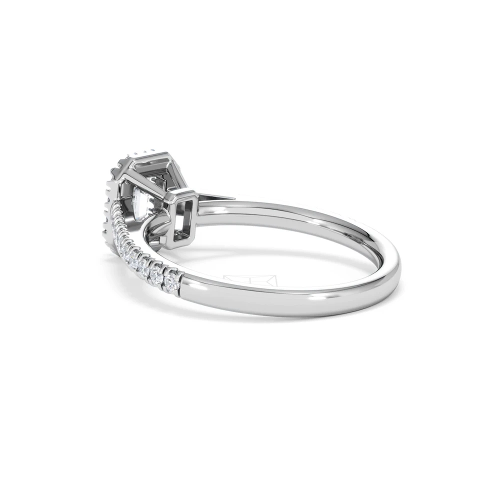 Annabelle Lab Diamond Halo Engagement Ring 18K White Gold 1ct F/VS1