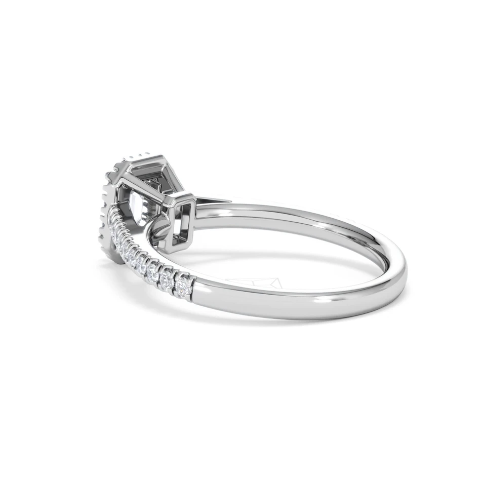 Annabelle Lab Diamond Halo Engagement Ring 18K White Gold 1ct F/VS1