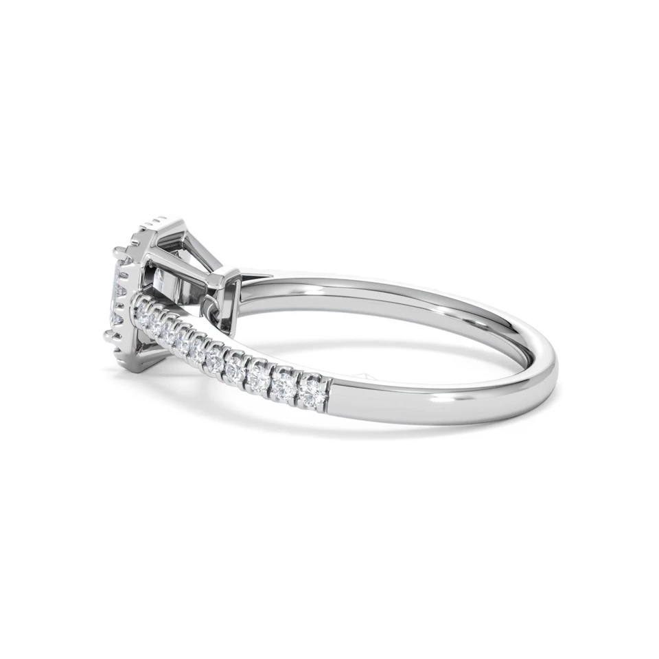 Annabelle Lab Diamond Halo Engagement Ring in Platinum 1ct F/VS1