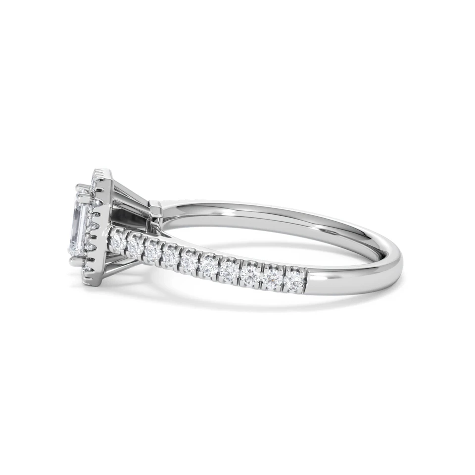 Annabelle Lab Diamond Halo Engagement Ring 18K White Gold 1ct F/VS1