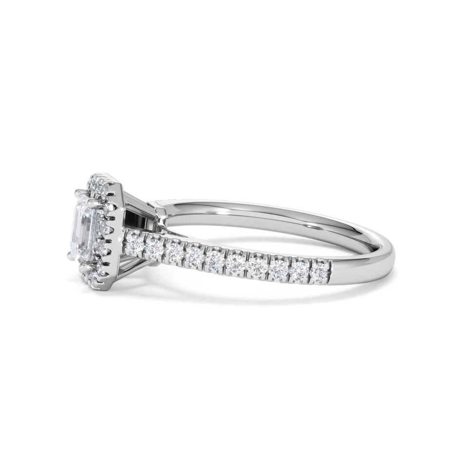Annabelle Lab Diamond Halo Engagement Ring 18K White Gold 1ct F/VS1