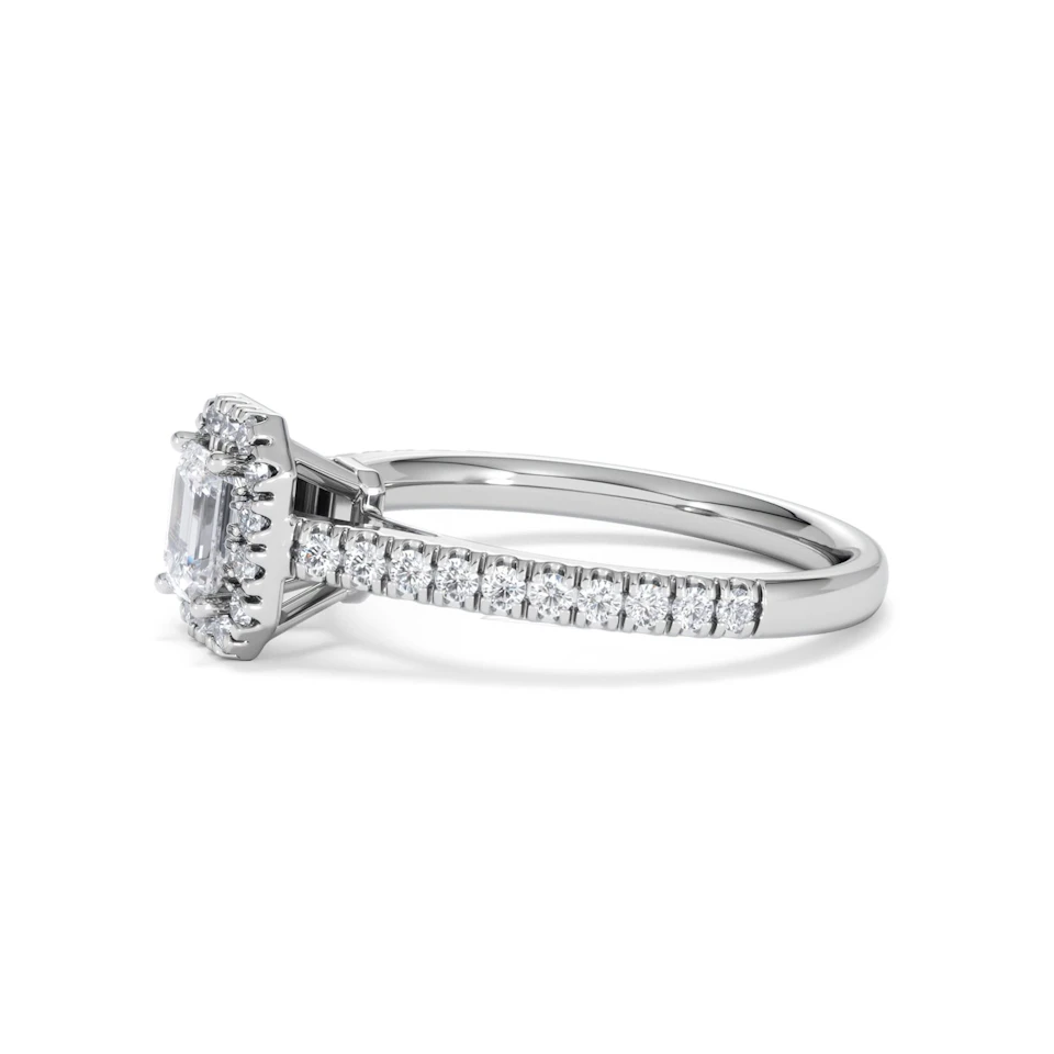 Annabelle Lab Diamond Halo Engagement Ring 18K White Gold 1ct F/VS1
