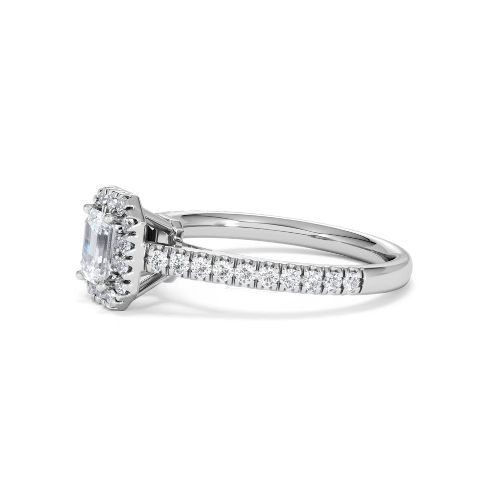 Annabelle Lab Diamond Halo Engagement Ring 18K White Gold 1ct F/VS1