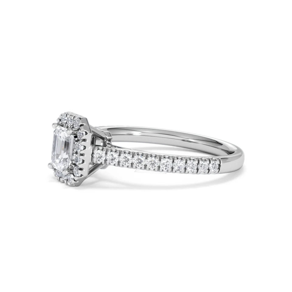 Annabelle Lab Diamond Halo Engagement Ring in Platinum 1ct F/VS1