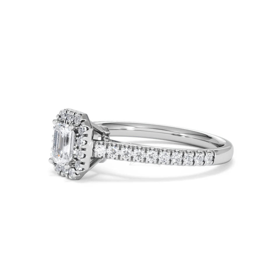 Annabelle Lab Diamond Halo Engagement Ring in Platinum 1ct F/VS1