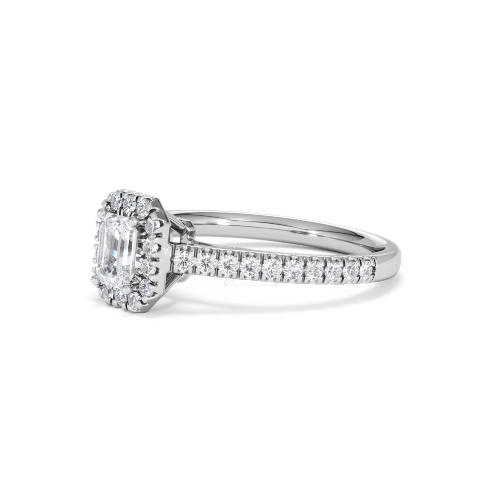 Annabelle Lab Diamond Halo Engagement Ring in Platinum 1ct F/VS1