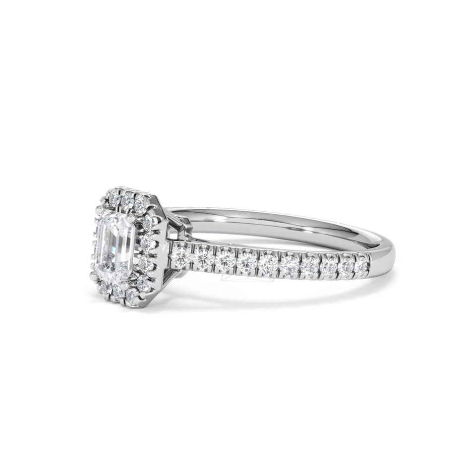 Annabelle Diamond Halo Engagement Ring 18K White Gold 1ct G/VS2