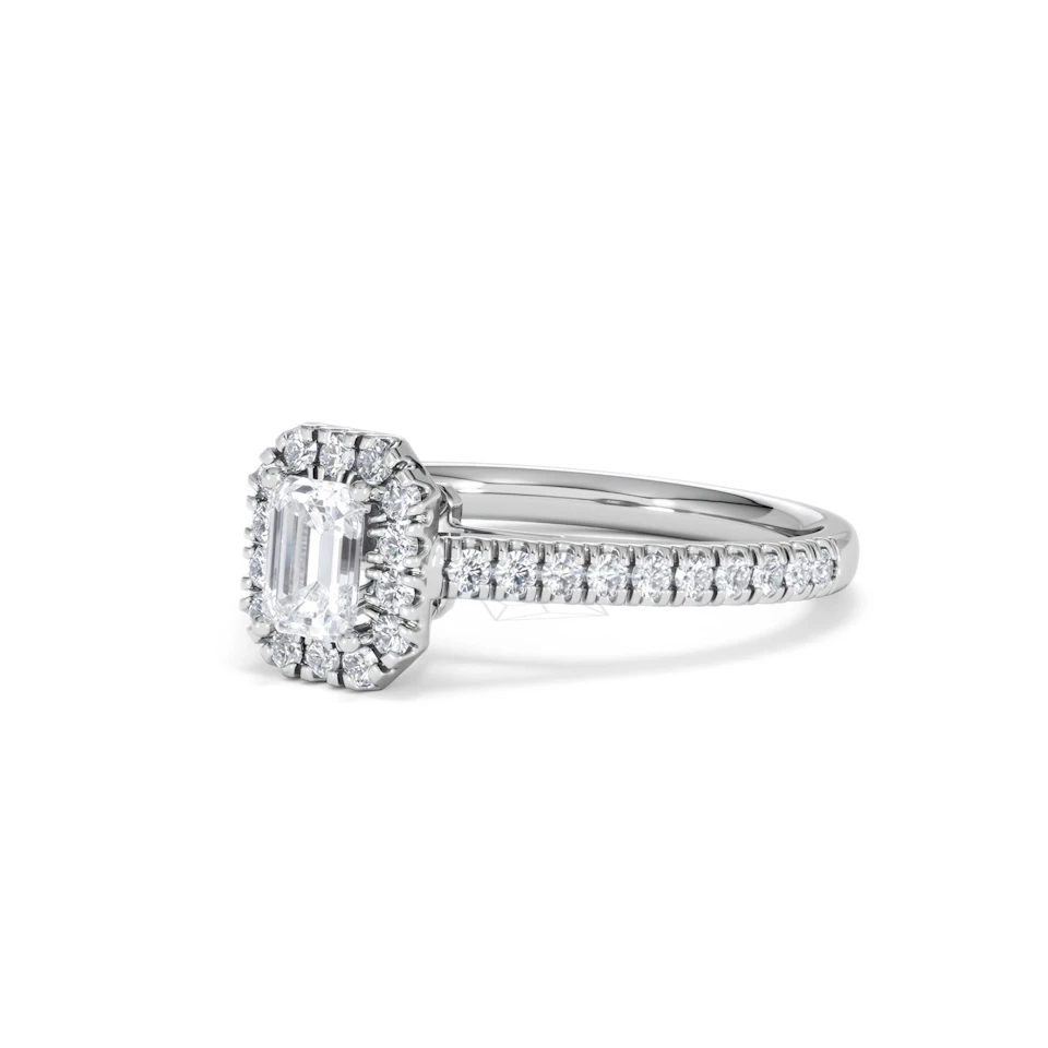 Annabelle Lab Diamond Halo Engagement Ring in Platinum 1ct F/VS1
