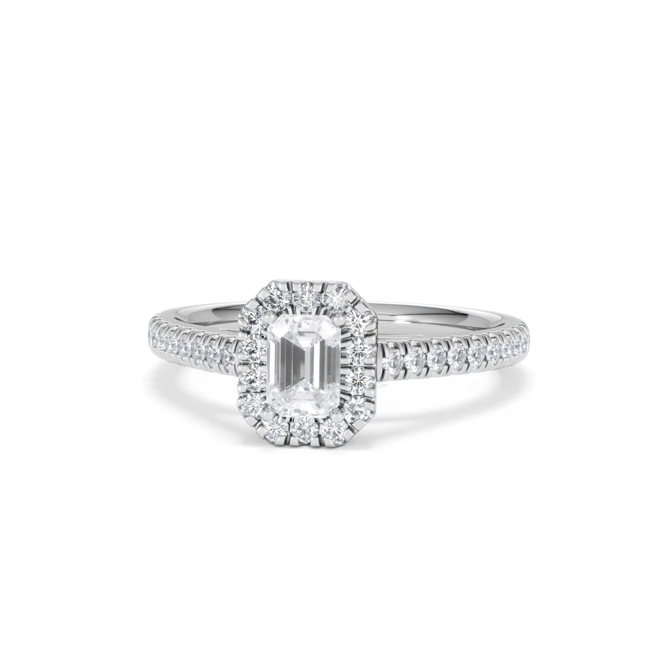 Annabelle Lab Diamond Halo Engagement Ring in Platinum 1ct F/VS1