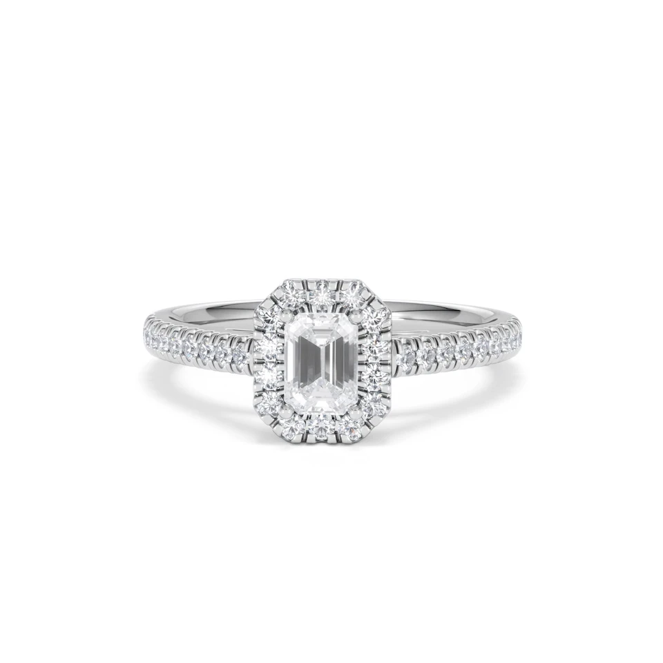 Annabelle Diamond Halo Engagement Ring 18K White Gold 1ct G/VS2