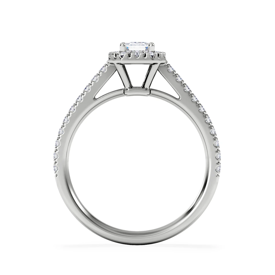 Annabelle Lab Diamond Halo Engagement Ring in Platinum 1ct F/VS1