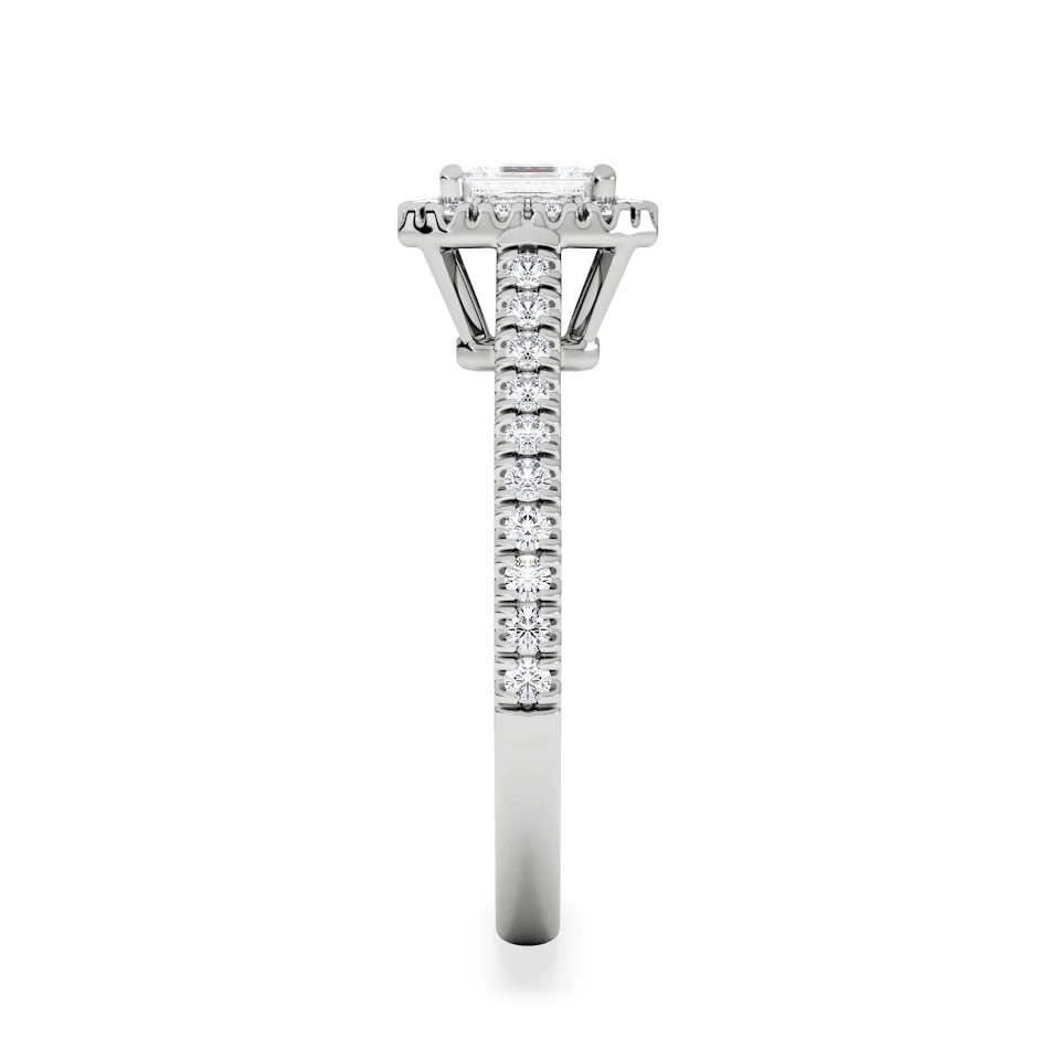 Annabelle Lab Diamond Halo Engagement Ring 18K White Gold 1ct F/VS1