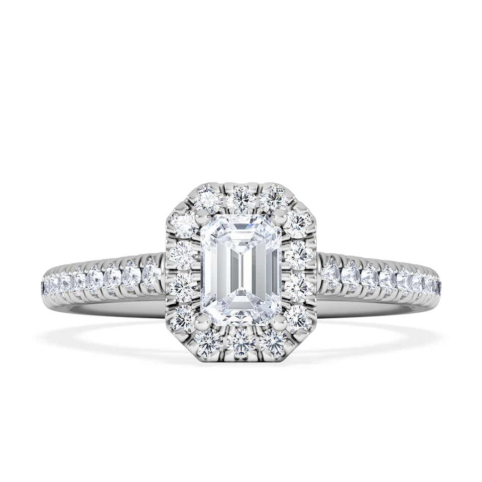 Annabelle Lab Diamond Halo Engagement Ring 18K White Gold 1ct F/VS1
