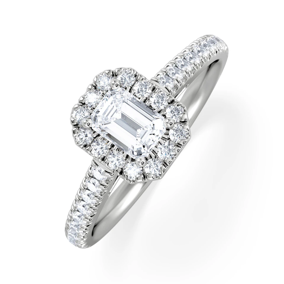 Annabelle Lab Diamond Halo Engagement Ring in Platinum 1ct F/VS1