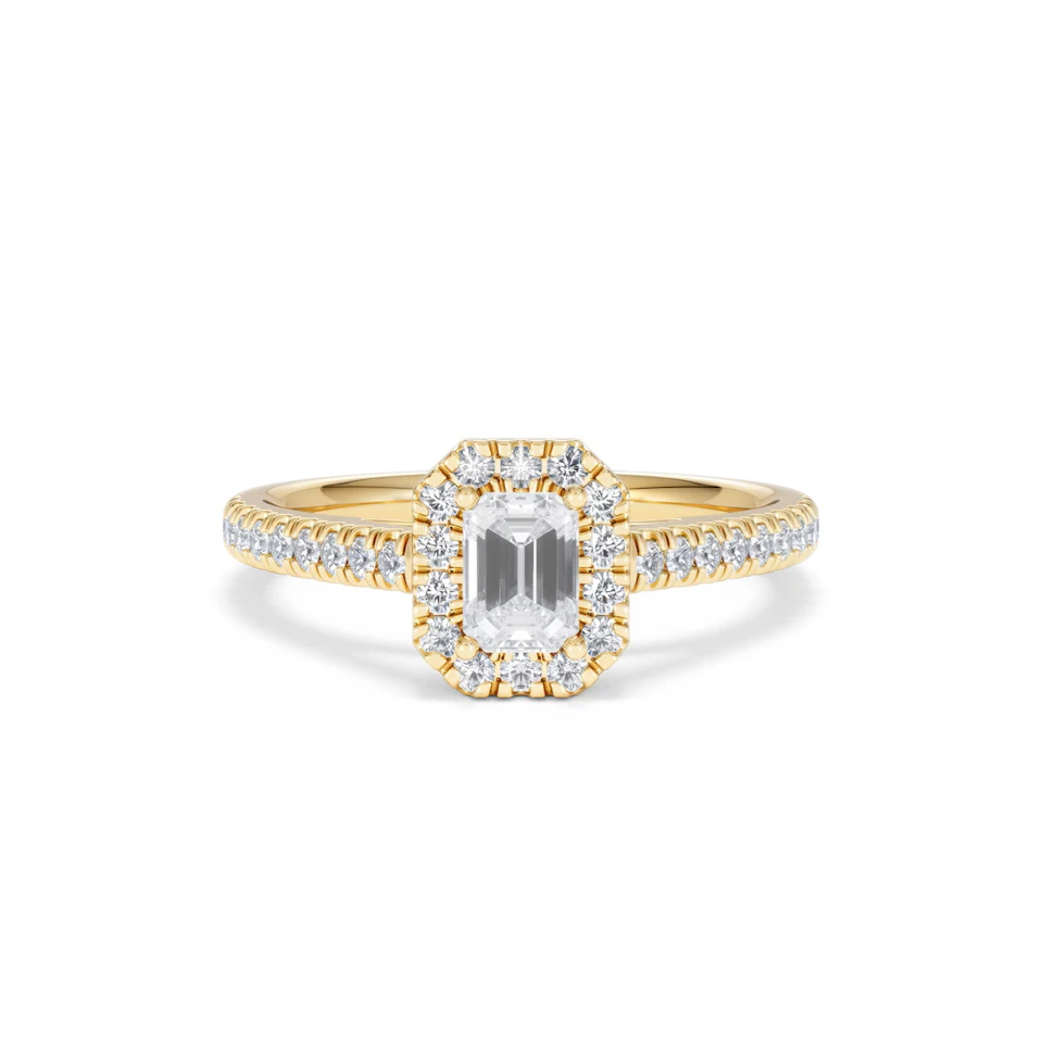 Annabelle Lab Diamond Halo Engagement Ring in 18K Gold 1ct F/VS1