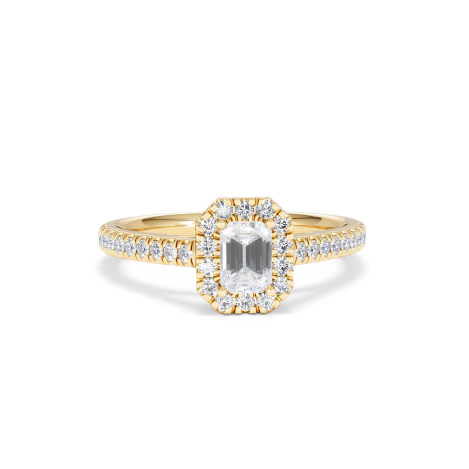Annabelle Lab Diamond Halo Engagement Ring in 18K Gold 1ct F/VS1