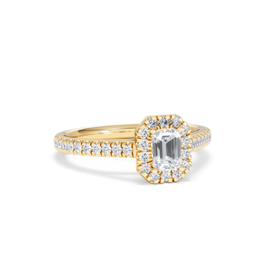 Annabelle Lab Diamond Halo Engagement Ring in 18K Gold 1ct F/VS1