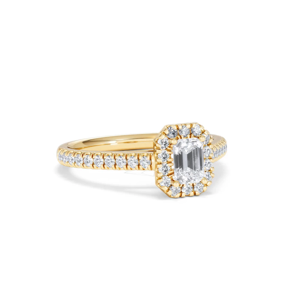 Annabelle Lab Diamond Halo Engagement Ring in 18K Gold 1ct F/VS1