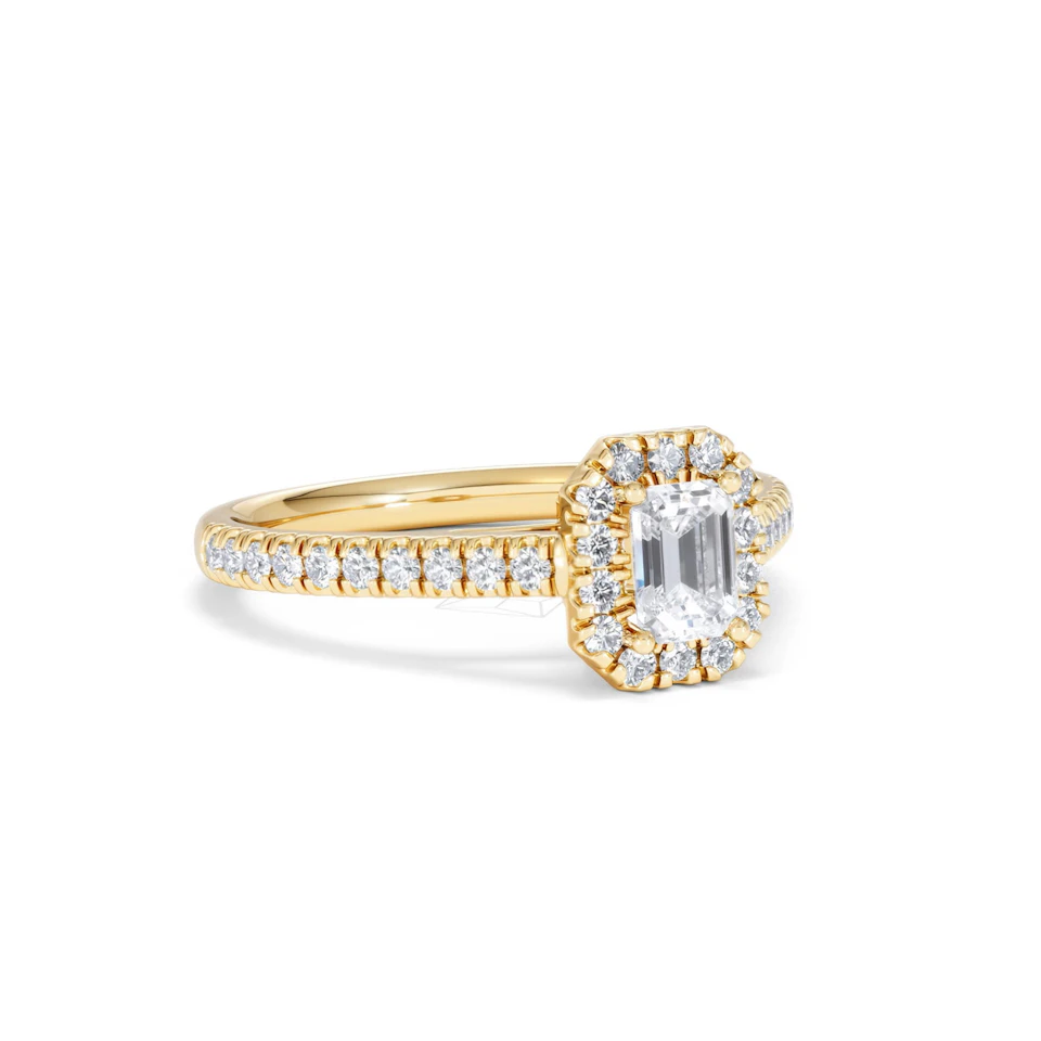 Annabelle Lab Diamond Halo Engagement Ring in 18K Gold 1ct F/VS1