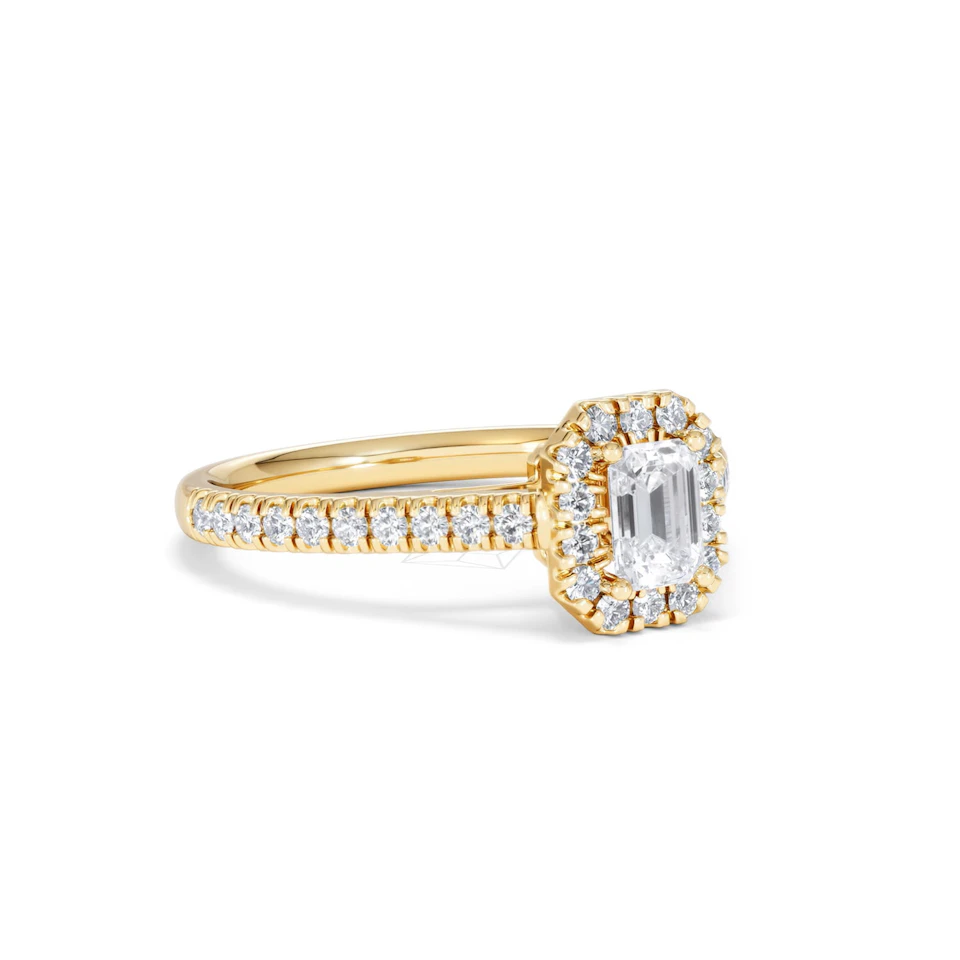 Annabelle Lab Diamond Halo Engagement Ring in 18K Gold 1ct F/VS1