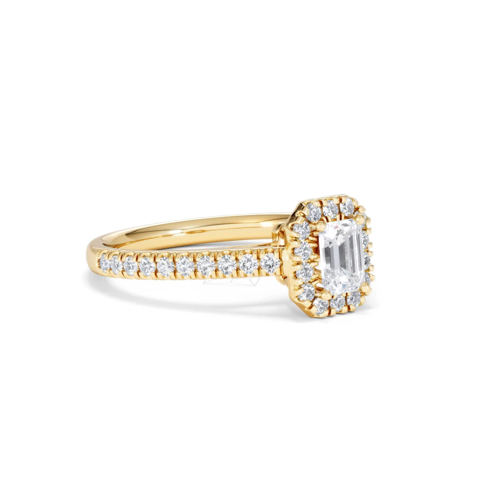 Annabelle Lab Diamond Halo Engagement Ring in 18K Gold 1ct F/VS1