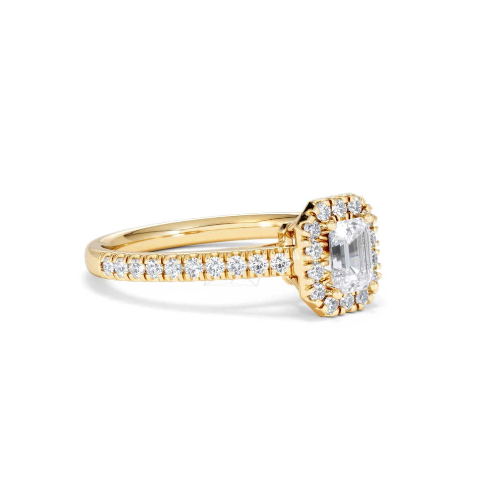 Annabelle Lab Diamond Halo Engagement Ring in 18K Gold 1ct F/VS1