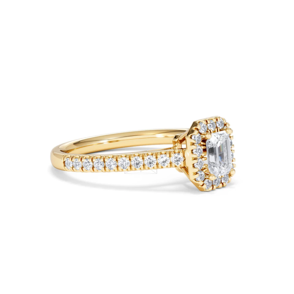 Annabelle Lab Diamond Halo Engagement Ring in 18K Gold 1ct F/VS1