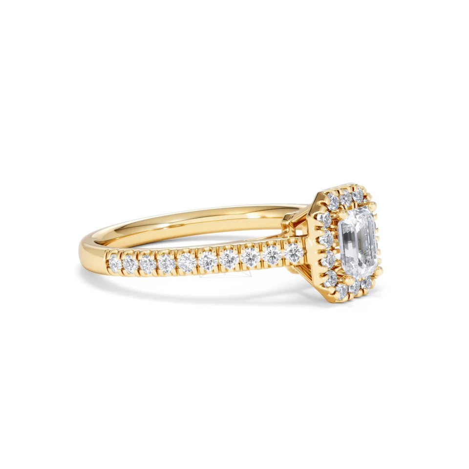 Annabelle Lab Diamond Halo Engagement Ring in 18K Gold 1ct F/VS1
