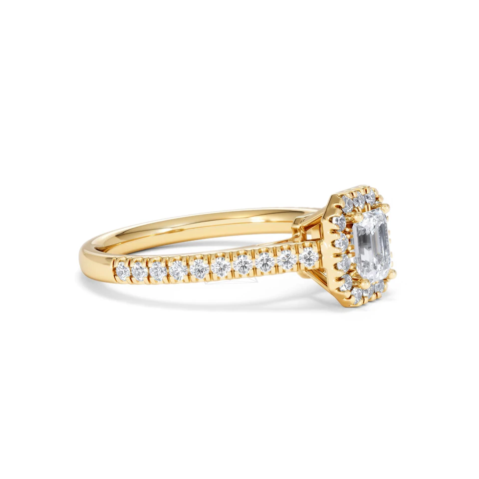 Annabelle Lab Diamond Halo Engagement Ring in 18K Gold 1ct F/VS1