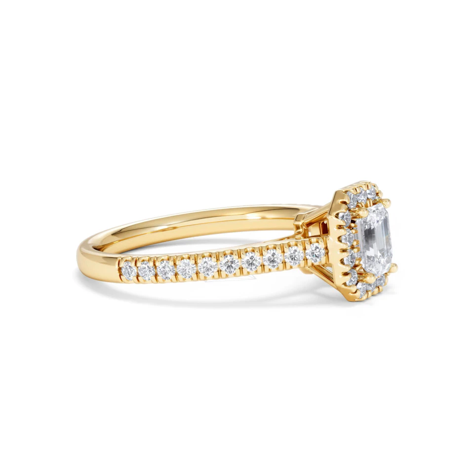 Annabelle Lab Diamond Halo Engagement Ring in 18K Gold 1ct F/VS1