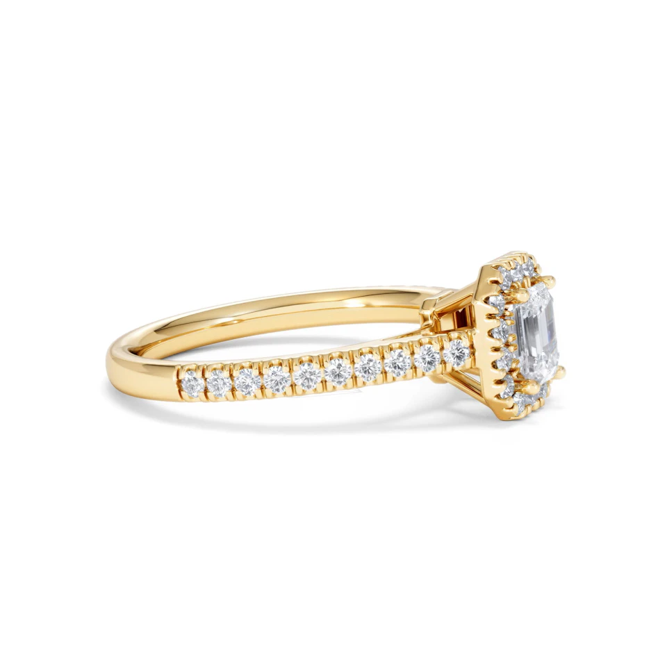 Annabelle Lab Diamond Halo Engagement Ring in 18K Gold 1ct F/VS1
