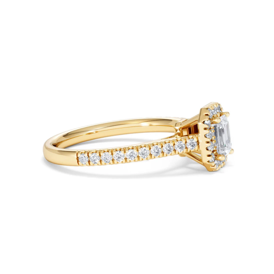 Annabelle Lab Diamond Halo Engagement Ring in 18K Gold 1ct F/VS1