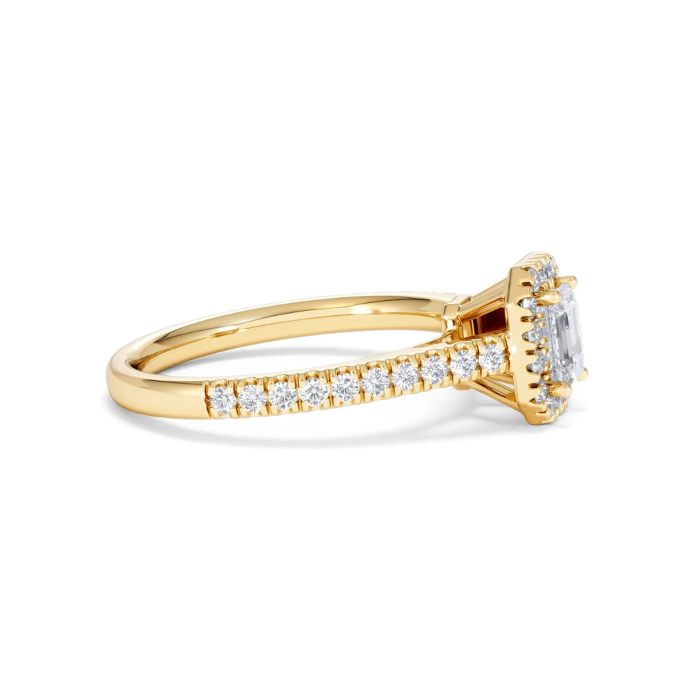 Annabelle Lab Diamond Halo Engagement Ring in 18K Gold 1ct F/VS1