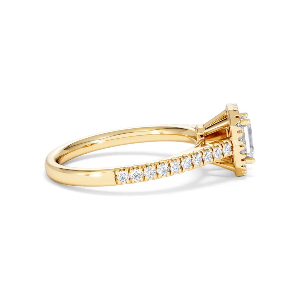 Annabelle Lab Diamond Halo Engagement Ring in 18K Gold 1ct F/VS1