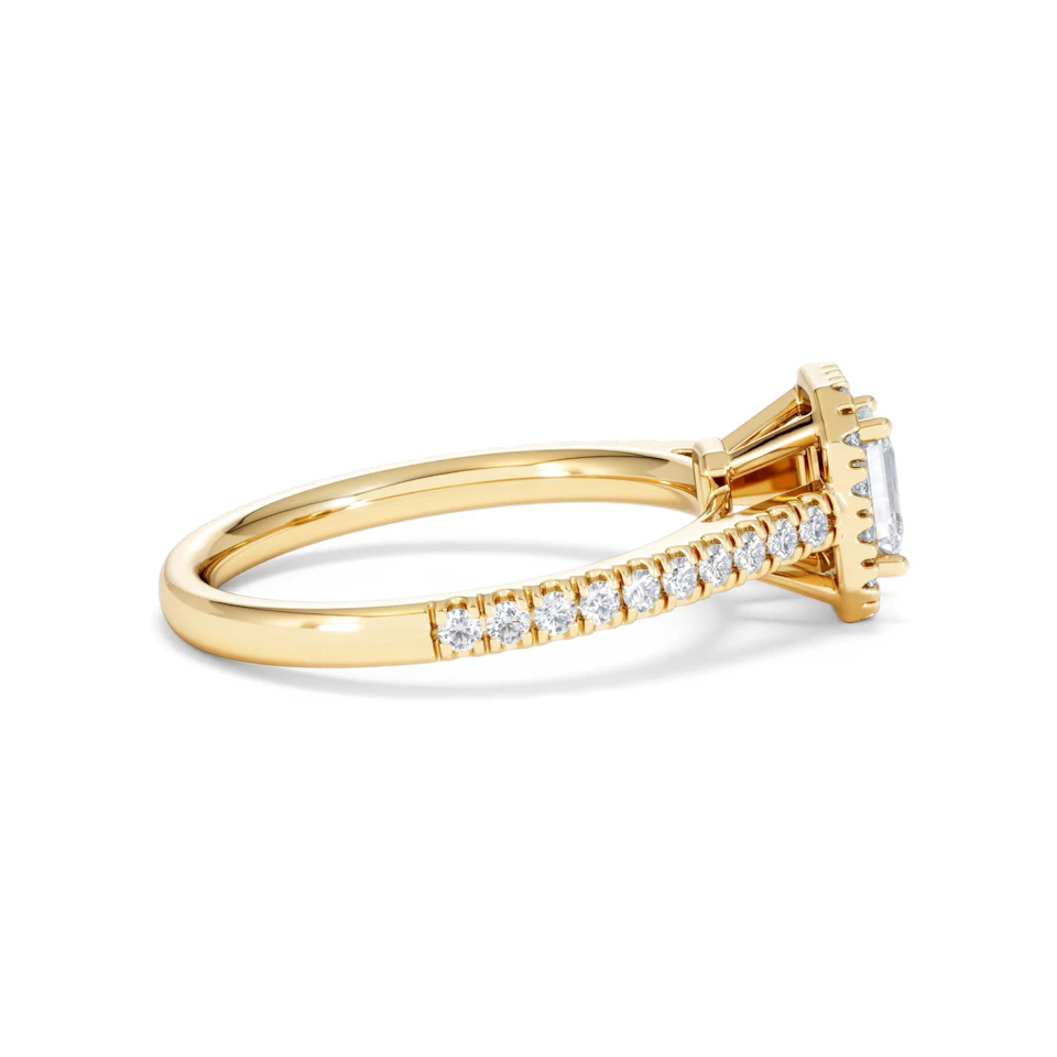 Annabelle Lab Diamond Halo Engagement Ring in 18K Gold 1ct F/VS1